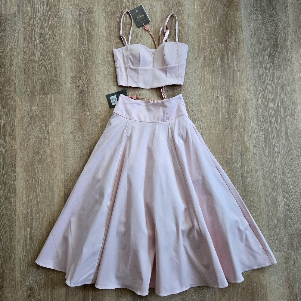 House of CB Pabla Bralette Top & Rita Midi Skirt Set Pink Small New With Tags - Picture 1 of 16
